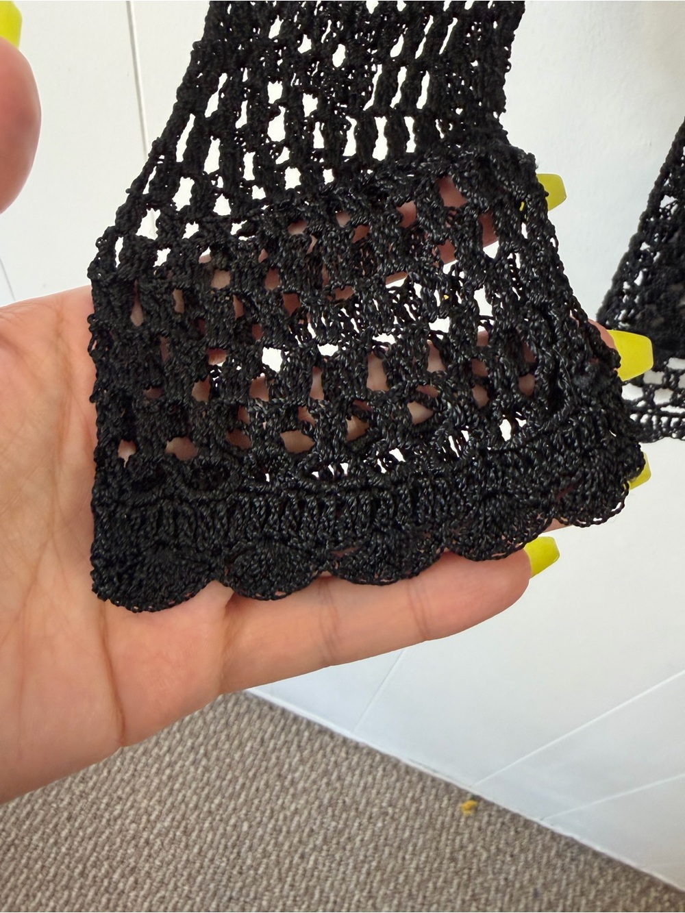Vintage Y2K Whimsigoth Beaded Crochet Mesh Cardigan Sheer Cover Up Small boho - Picture 8 of 11